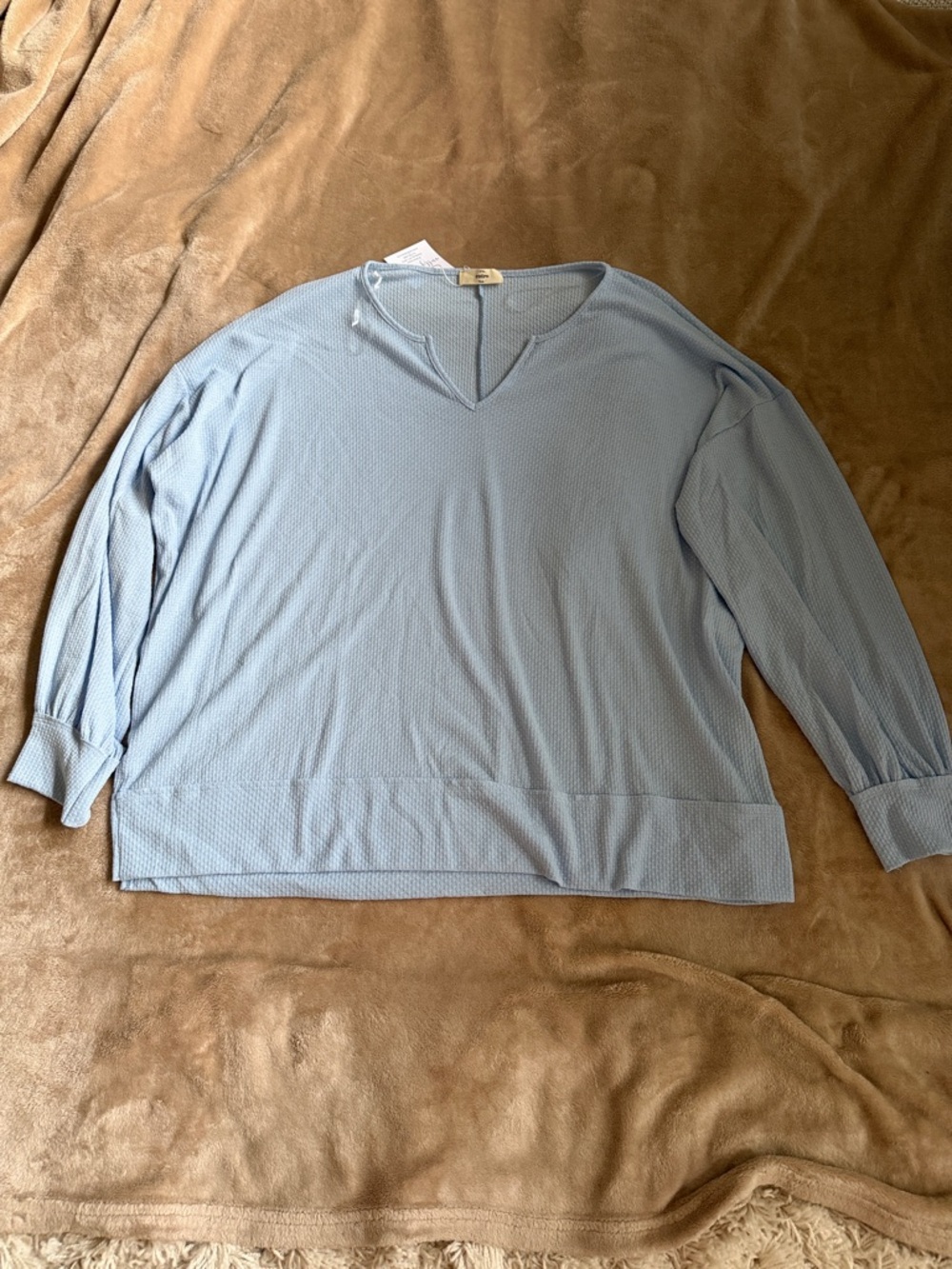 entro Pale Blue Textured Knit Top
